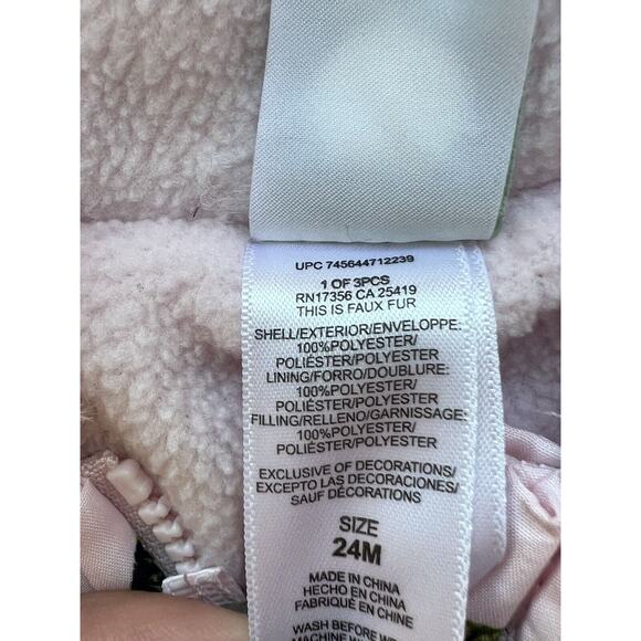 LITTLE ME Baby Toddler Girl Pink Roses Puffer Coat Jacket Hooded Fleece Warm 24m - Picture 5 of 8